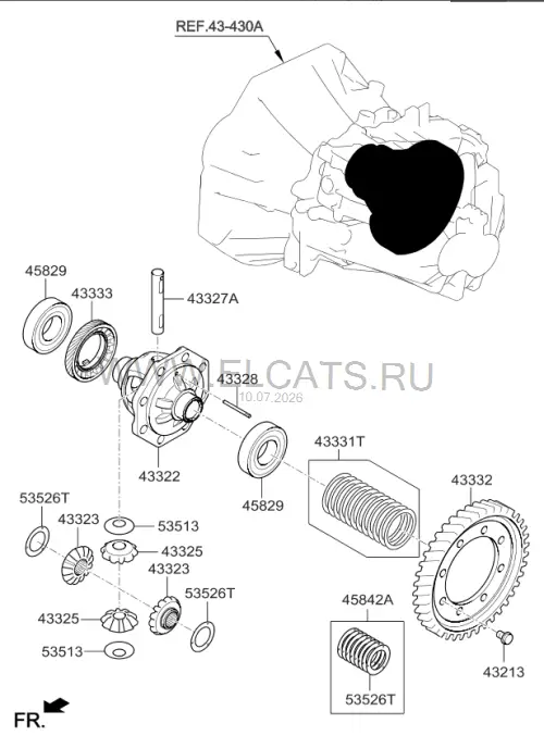 Схема узла: КОРОБКА ПЕРЕДАЧ - МЕХАНИЧЕСКАЯ (DOHC - MPI) (ТРАНСМИССИЯ)