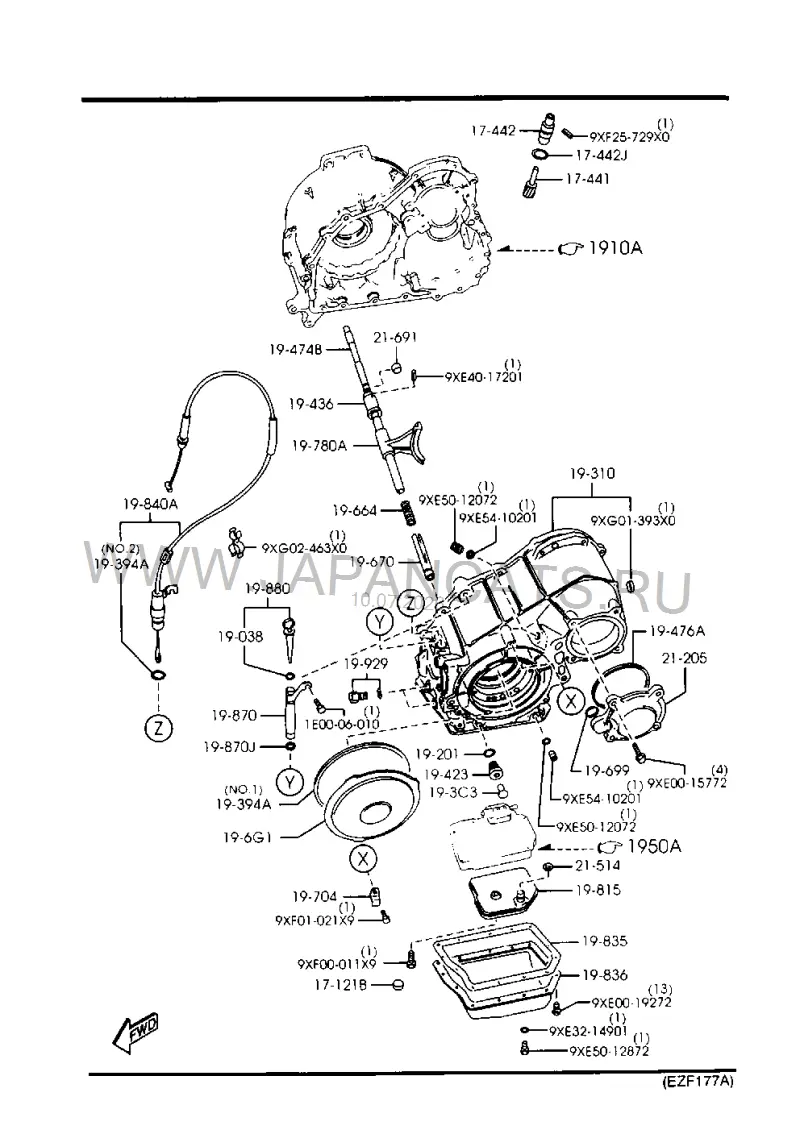 Схема узла: ТРАНСМИССИЯ - КОРПУС И УПРАВЛЯЮЩИЙ КЛАПАН (AUTOMATIC TRANSMISSION)