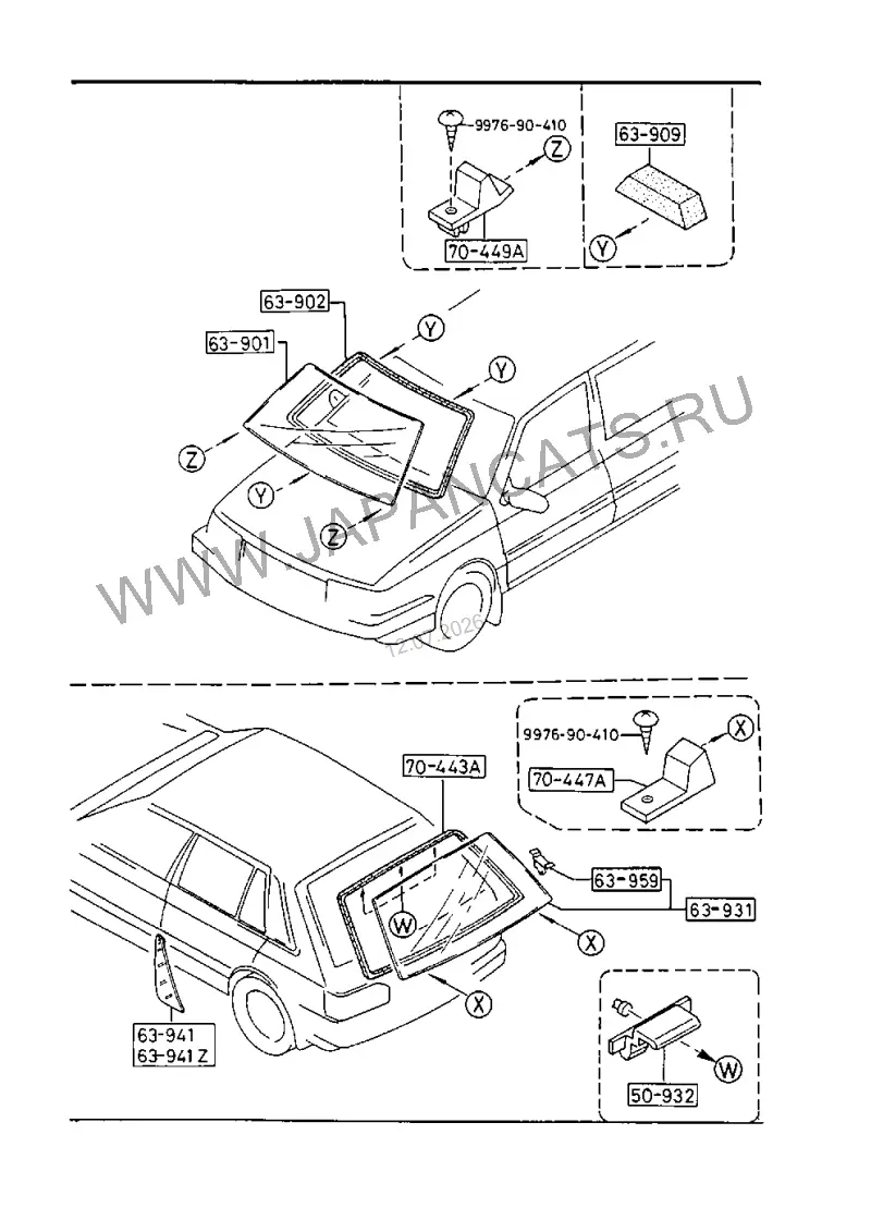 Схема узла: СТЕКЛА (HATCHBACK>5-DOOR)