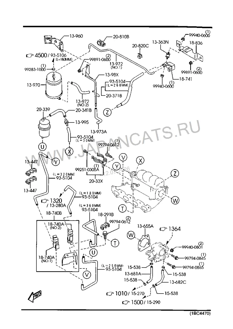 Схема узла: СИСТЕМА КОНТРОЛЯ ВЫХЛОПА (INLET SIDE) (GASOLINE)(1800CC)
