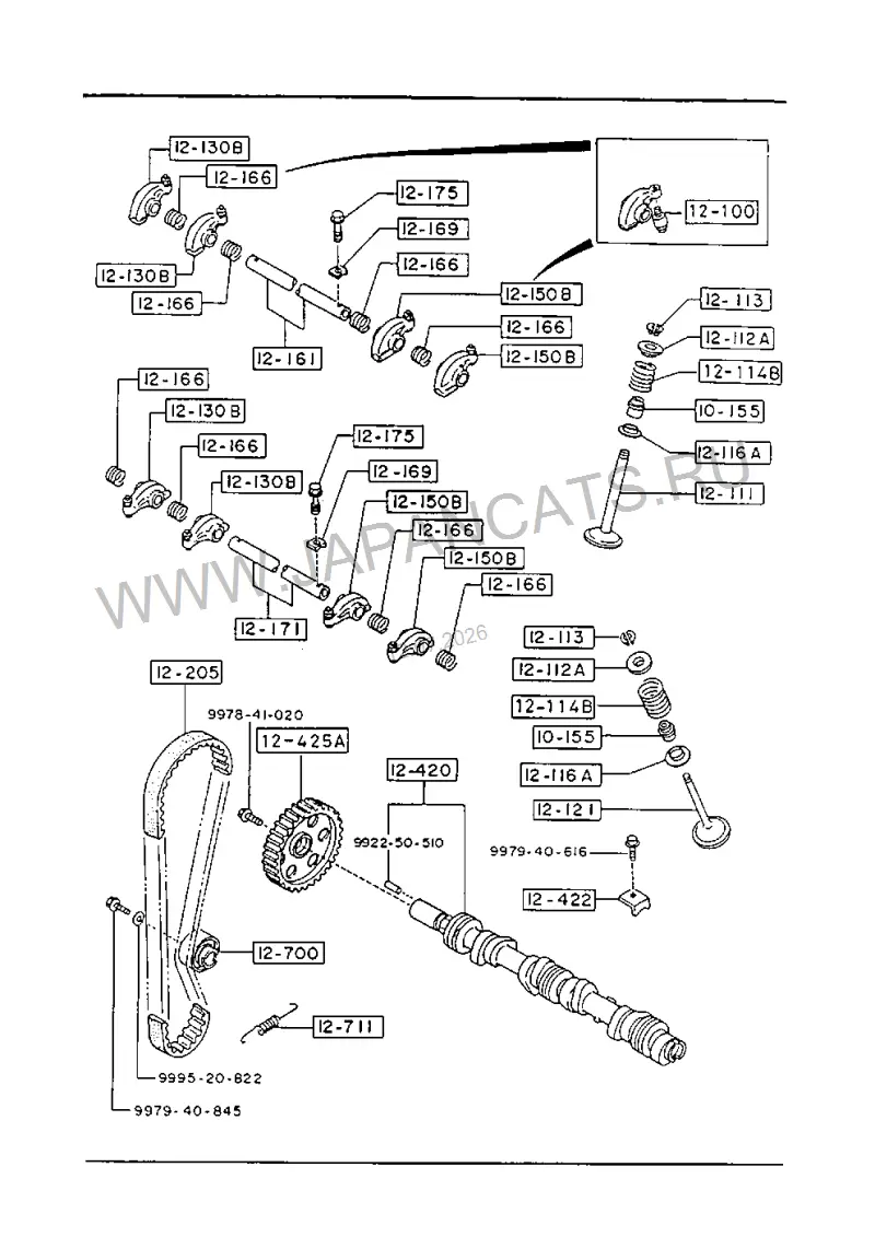 Схема узла: СИСТЕМА ГРМ (GASOLINE)(1300CC)(B-SERIES ENGINE)