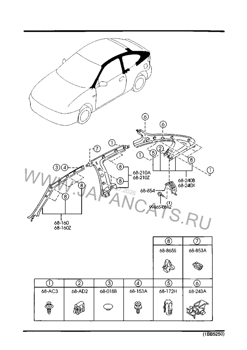 Схема узла: ОТДЕЛКА СТОЕК (NORMAL HATCHBACK)