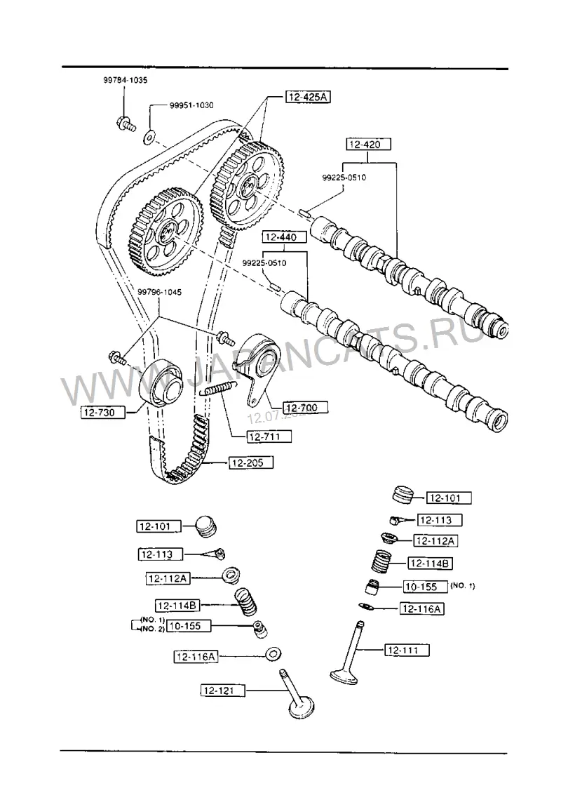 Схема узла: СИСТЕМА ГРМ (GASOLINE)(DOHC)