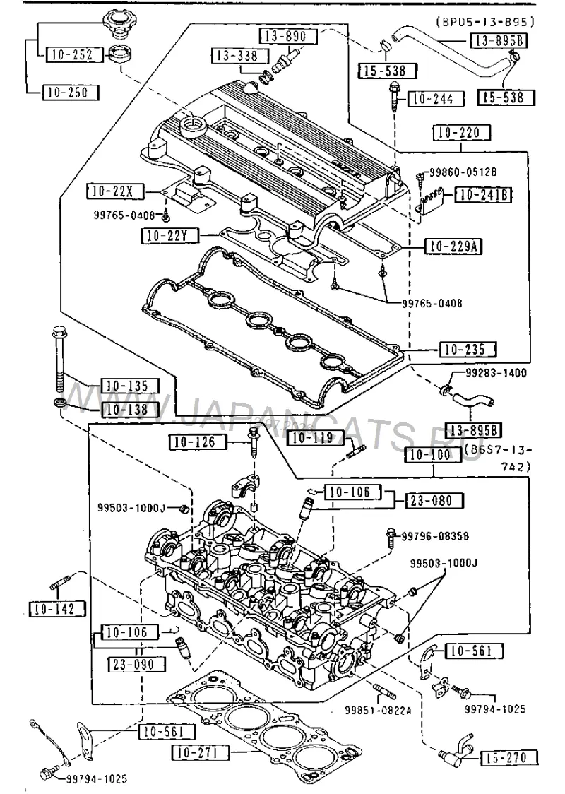 Схема узла: ГБЦ И КРЫШКА (GASOLINE)(DOHC)