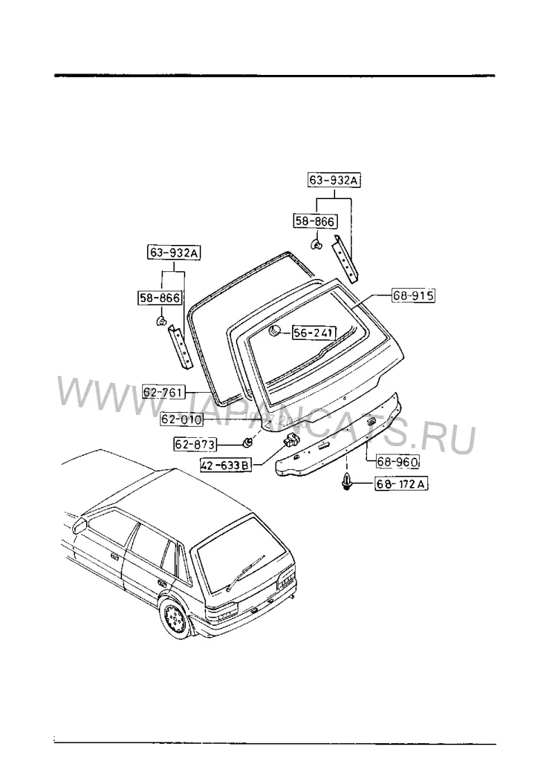 Схема узла: ЗАДНЯЯ ДВЕРЬ (HATCHBACK)