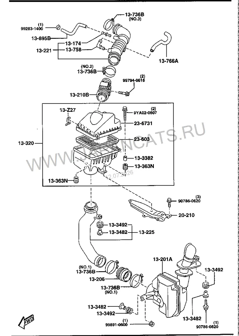 Схема узла: ФИЛЬТР ВОЗДУШНЫЙ (GASOLINE)(1800CC)