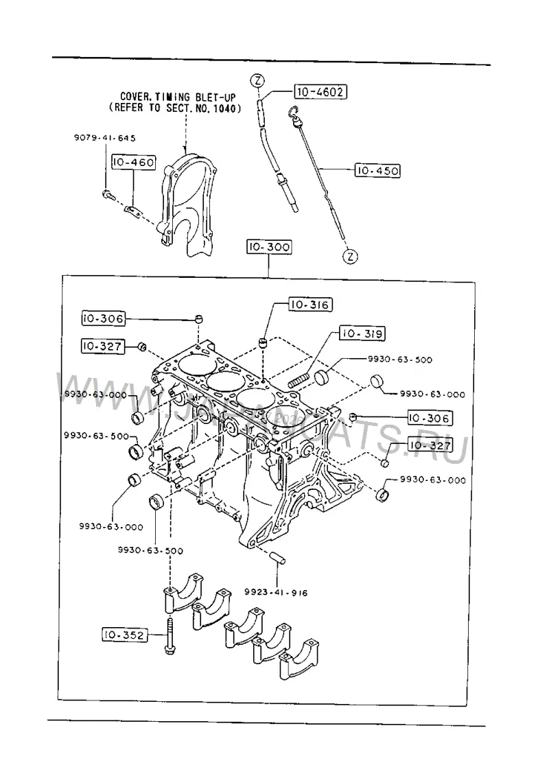 Схема узла: БЛОК ЦИЛИНДРОВ (GASOLINE)(1500CC)(B-SERIES ENGINE)