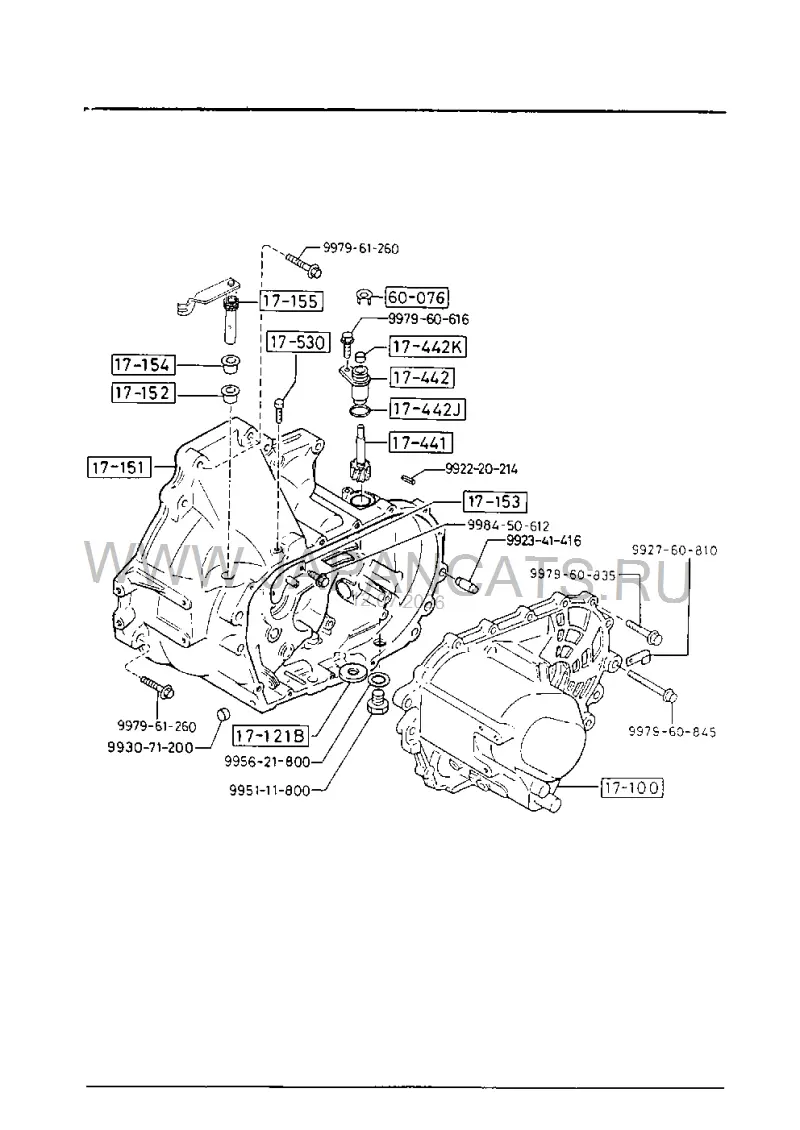 Схема узла: КОРПУС ТРАНСМИССИИ (MANUAL) (4-SPEED)