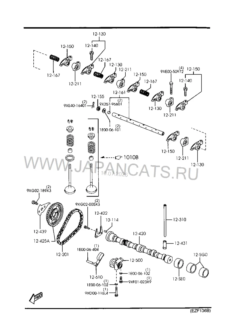 Схема узла: CAMSHAFT,VALVE CONTROL & TIMING GEAR (1300CC)