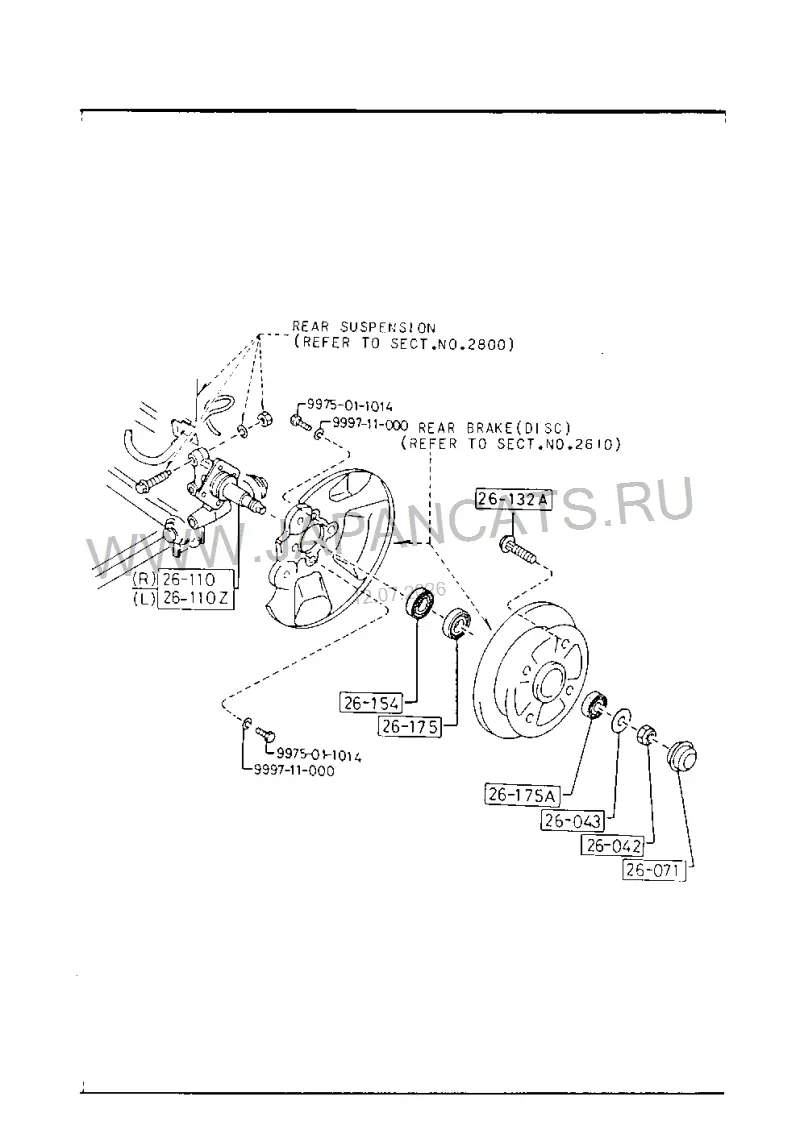 Схема узла: ЗАДНЯЯ ОСЬ, ТОРМОЗНЫЕ ДИСКИ И БАРАБАНЫ (DISC BRAKE)(2WD)