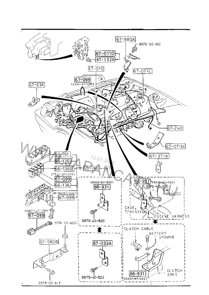 Схема узла: ПРОВОДКА (ENGINE & T/MISSION) (HATCHBACK)(W/O EGI)