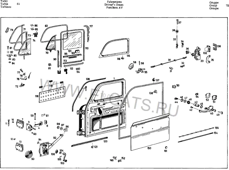Схема узла: DRIVER`S DOORS / DRIVER`S DOORS