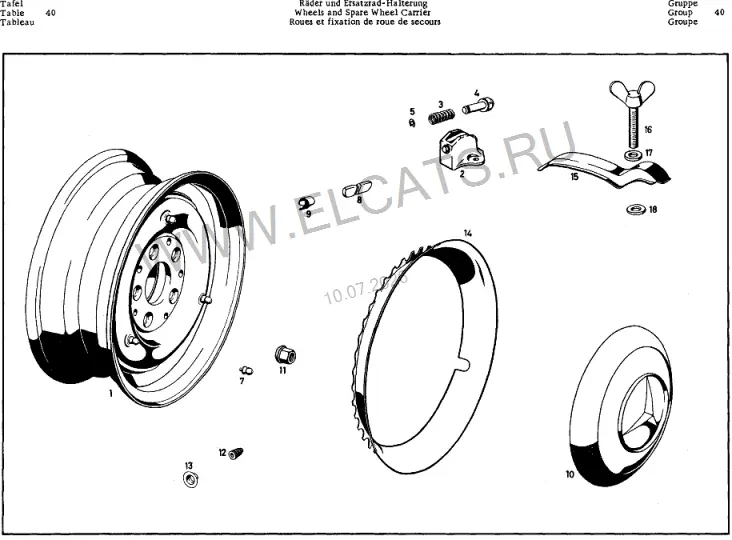 Схема узла: WHEELS / WHEELS AND SPARE WHEEL CARRIER
