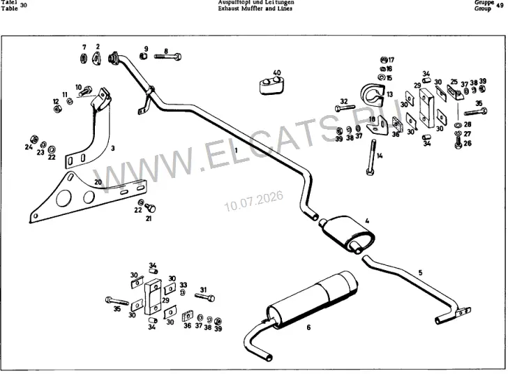 Схема узла: EXHAUST MUFFLER AND LINES / EXHAUST MUFFLER AND LINES