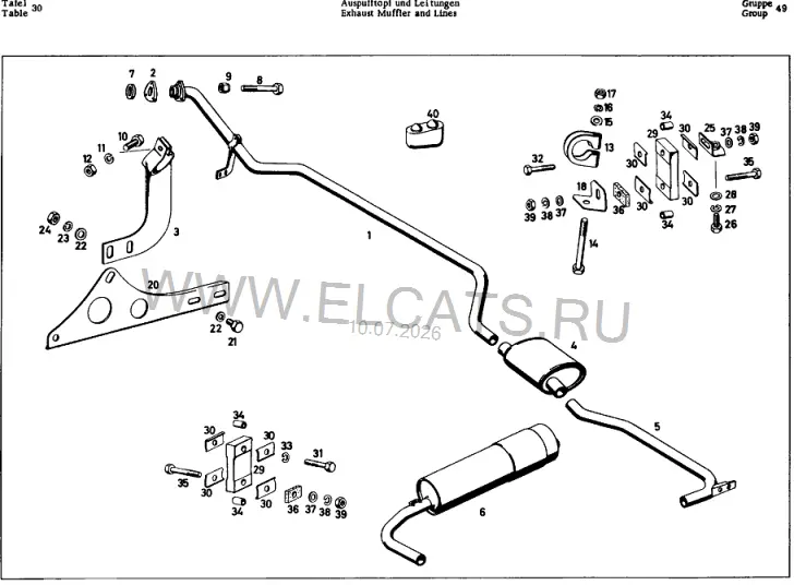 Схема узла: EXHAUST MUFFLER AND LINES / EXHAUST MUFFLER AND LINES