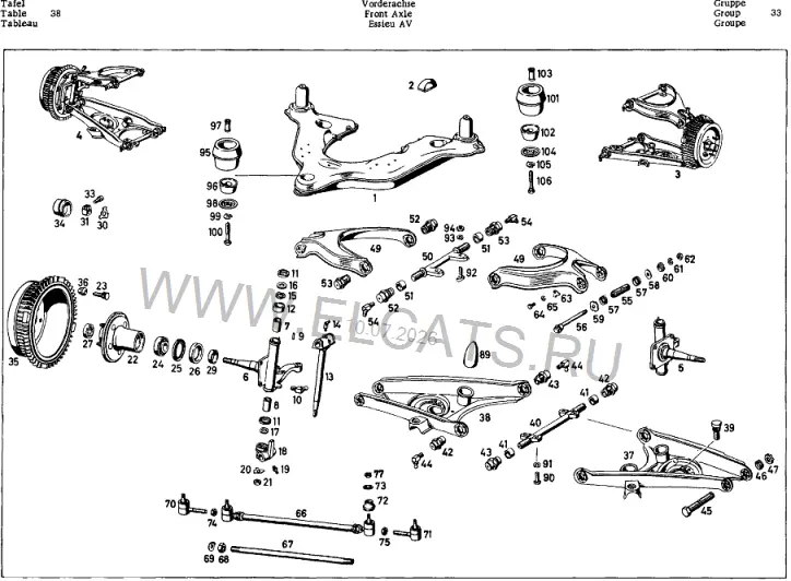 Схема узла: FRONT AXLE / FRONT AXLE
