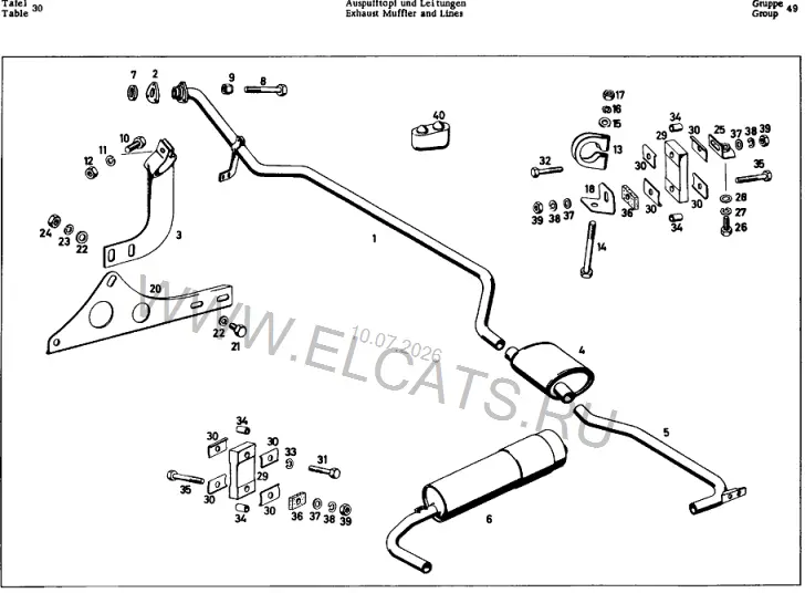 Схема узла: EXHAUST MUFFLER AND LINES / EXHAUST MUFFLER AND LINES