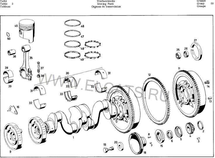 Схема узла: MOVING PARTS (121.923 TYP M 121 B.IV, .VIII BM 121.923, .927) / MOVING PARTS