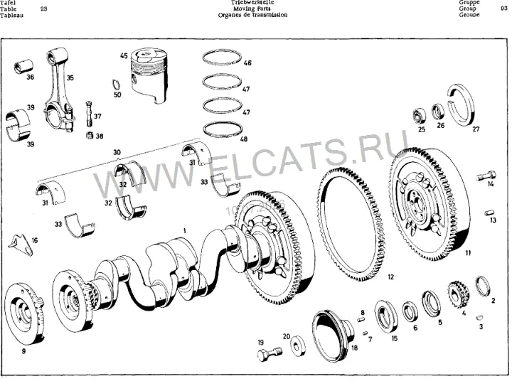 Схема узла: MOVING PARTS (621.914 TYP OM 621.IV BM 621.914) / MOVING PARTS