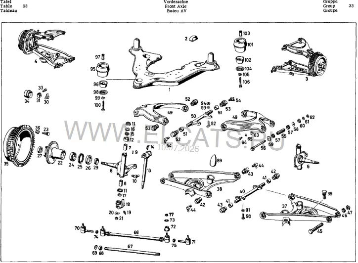 Схема узла: FRONT AXLE / FRONT AXLE