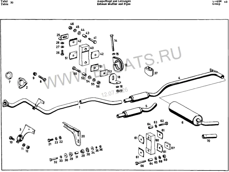Схема узла: EXHAUST MUFFLER AND PIPES / EXHAUST MUFFLER AND PIPES