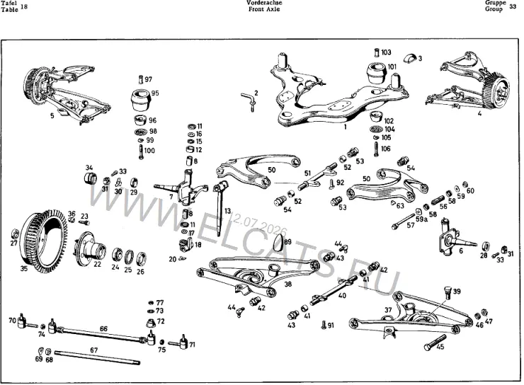Схема узла: FRONT AXLE / FRONT AXLE