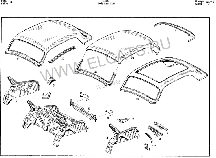 Схема узла: SHELL / BODY REAR END