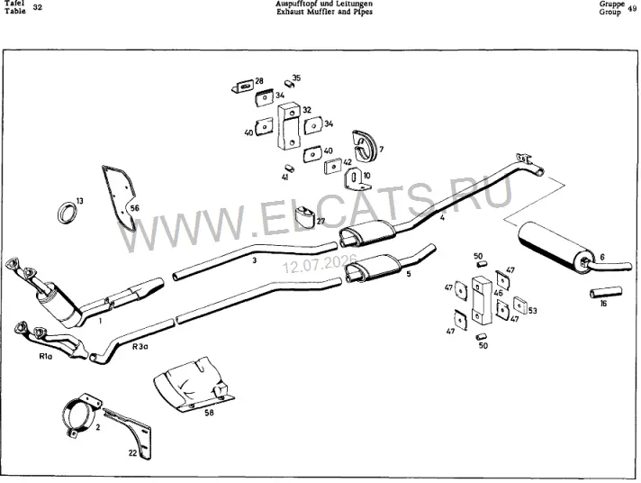 Схема узла: EXHAUST MUFFLER AND PIPES