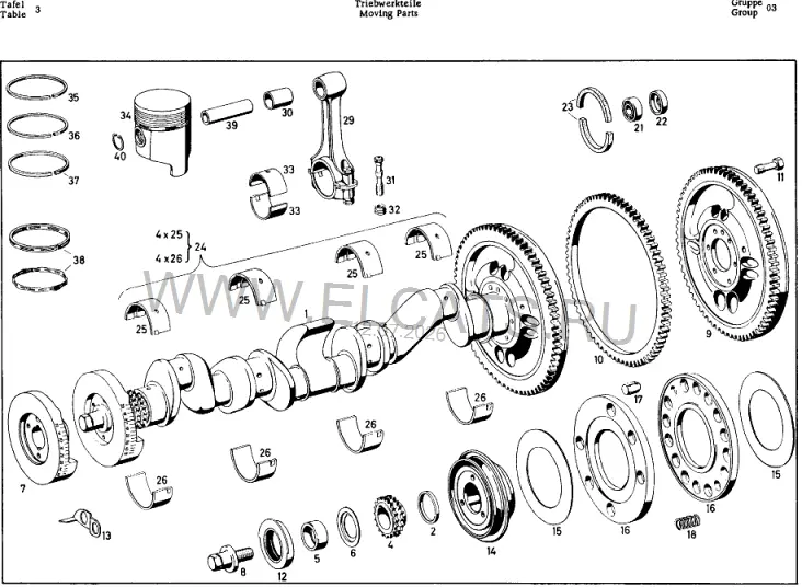 Схема узла: MOVING PARTS (127.980 TYP M 127.I, .IV BM 127.980, .983)