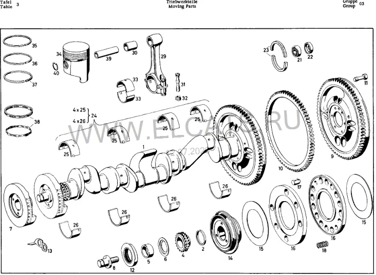 Схема узла: MOVING PARTS (127.980 TYP M 127.I, .IV BM 127.980, .983) / MOVING PARTS