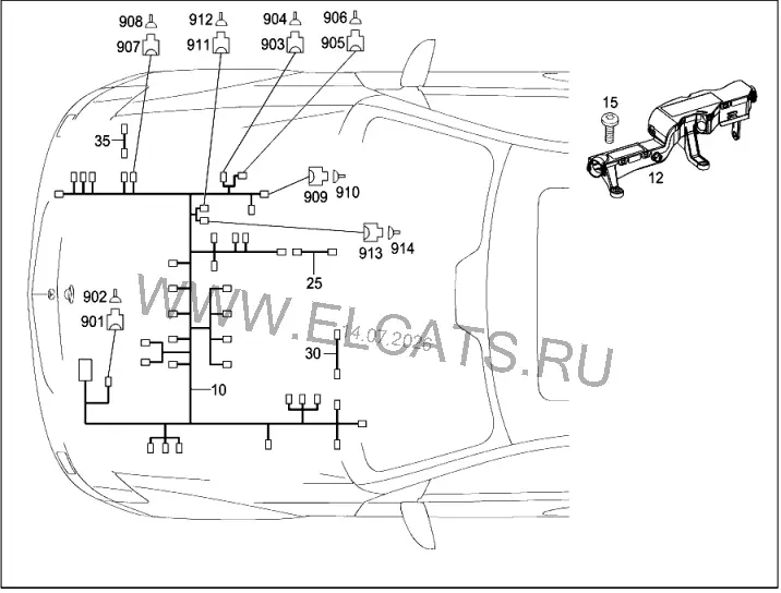 Схема узла: ЖГУТЫ ЭЛ.ПРОВОДКИ ДВИГАТЕЛЯ (270.910 M270 E16)