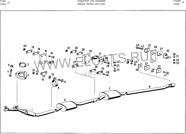 Схема узла: EXHAUST MUFFLER AND LINES / EXHAUST MUFFLER AND LINES
