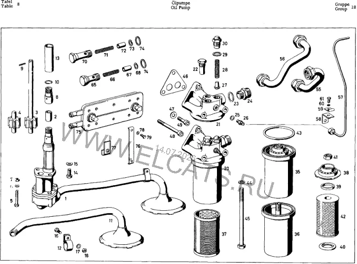 Схема узла: OIL PUMP (189.980 TYP M 189.I BM 189.980,.981) / OIL PUMP