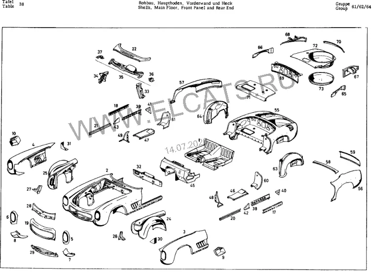 Схема узла: SHELLS / SHELLS, MAIN FLOOR, FRONT PANEL AND REAR END